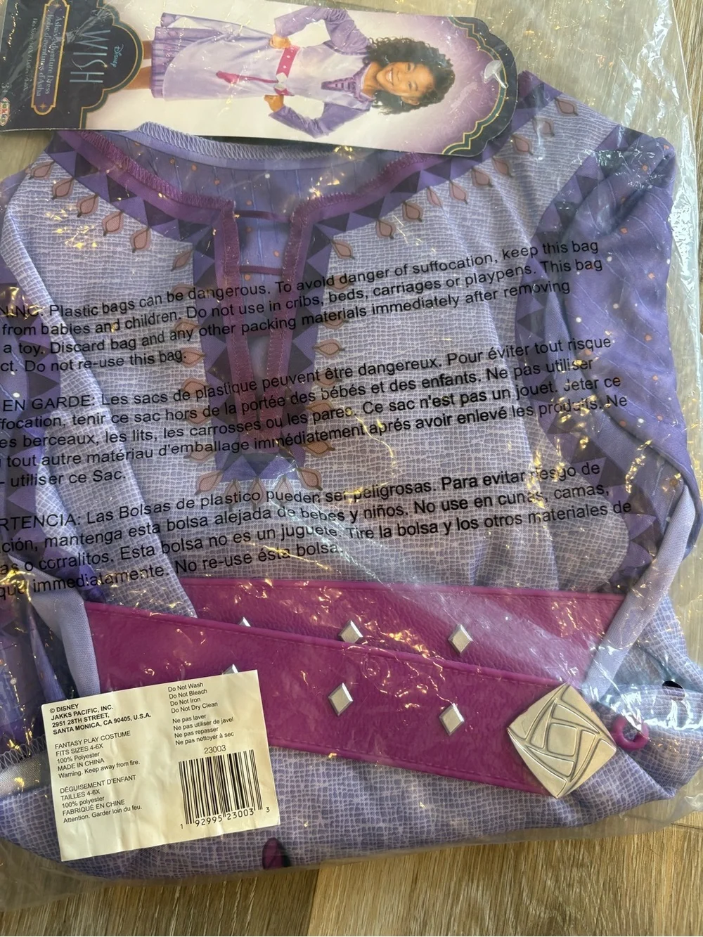 Disney Wish Asha’s Adventure Dress Purple Costume with Pink Belt